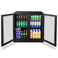 Husky 203L double door home bar fridge - black, adjustable shelves, LED lighting - C2HHMBBKAU