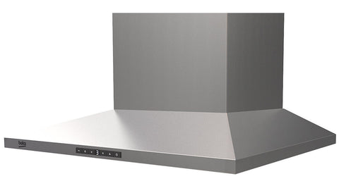 Beko 600mm Slim Pyramid Canopy Rangehood - Stainless Steel, 700m³/h, Push Buttons, LED Lighting - BRH60CX