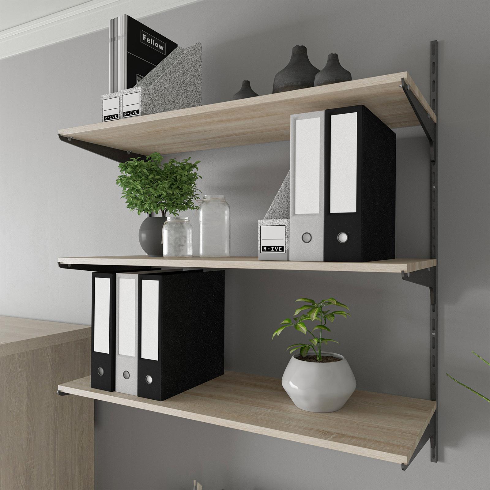 Flexi Storage Home Solutions Single Slot Bracket 200mm Black Steel Shelf Bracket