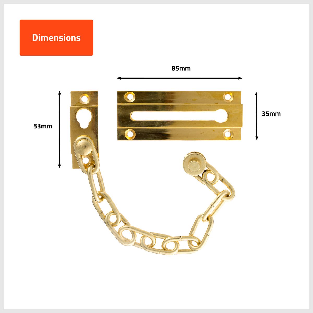Taskmaster Security Door Chain - 32mm x 80mm - Solid Brass - Easy Install - SuperSaverAU - view 2