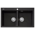 Oliveri Santorini Double Bowl Topmount Sink - Black, Two 32L Bowls, 1 Taphole - ST-BL1564-OF