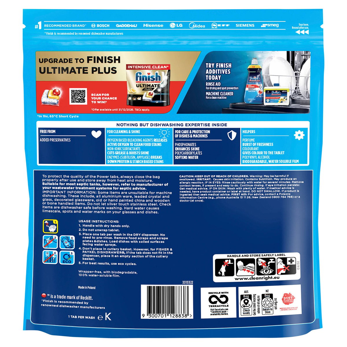 Finish Power Lemon Dishwashing Tablets 80 Pack - 1.49kg - Tough on Grease - SuperSaverAU - view 2
