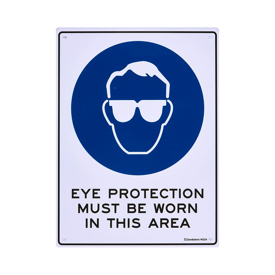 Sandleford Eye Protection Must Be Worn Sign 300 x 225mm Polypropylene White/Black/Blue