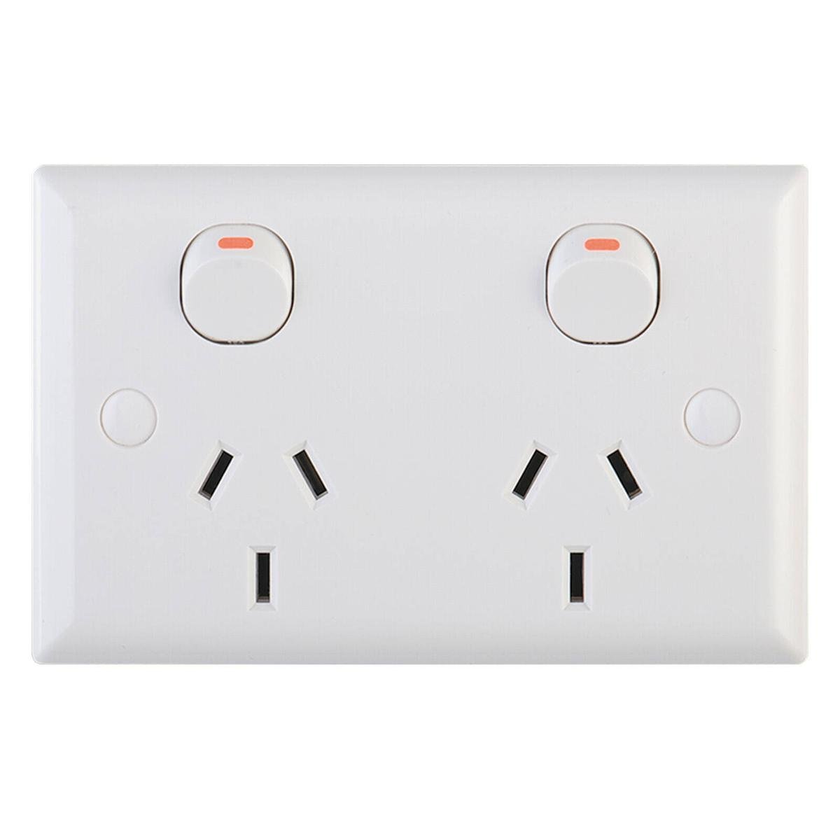 Deta Solid Plate Double Power Point - 116mm x 72mm - Polycarbonate - 10 Pack - SuperSaverAU - view 1