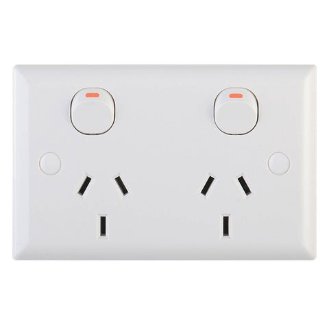 DETA Solid Plate Double Power Point 10 Pack White Polycarbonate 10A 240V