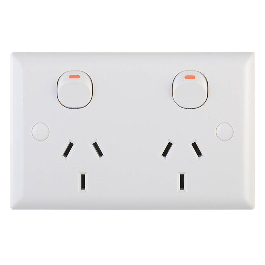 DETA Solid Plate Double Power Point 10 Pack White Polycarbonate 10A 240V