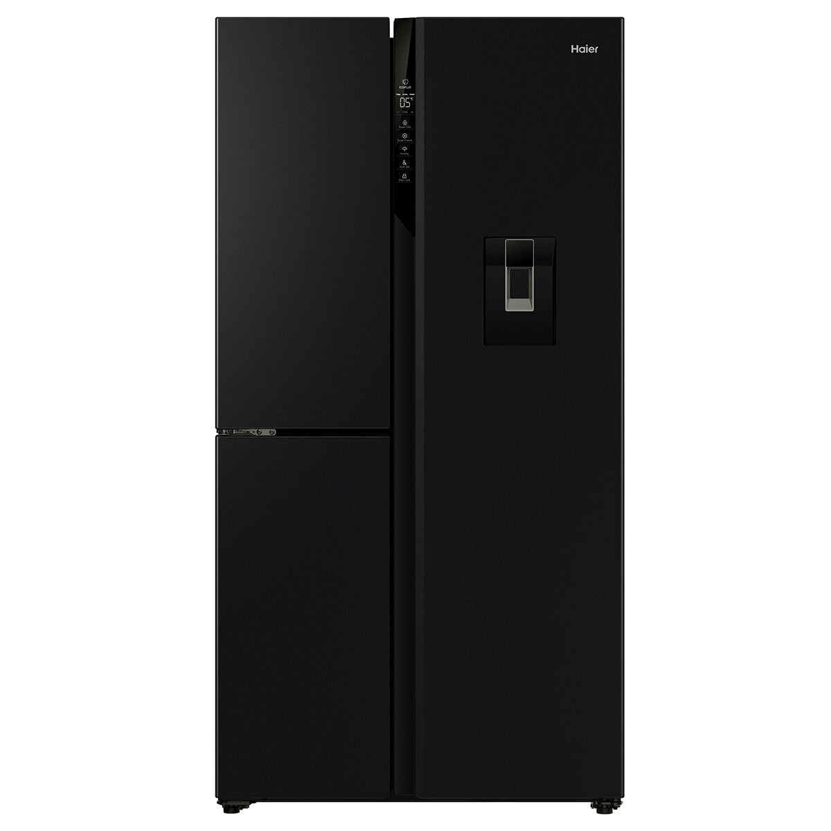 Haier 574L Three Door Side by Side Fridge - Black, Non-Plumbed Water Dispenser, 4 Star - HRF575XHC