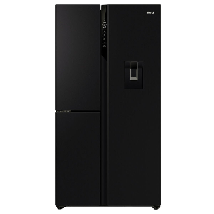 Haier 574L Three Door Side by Side Fridge - Black, Non-Plumbed Water Dispenser, 4 Star - HRF575XHC