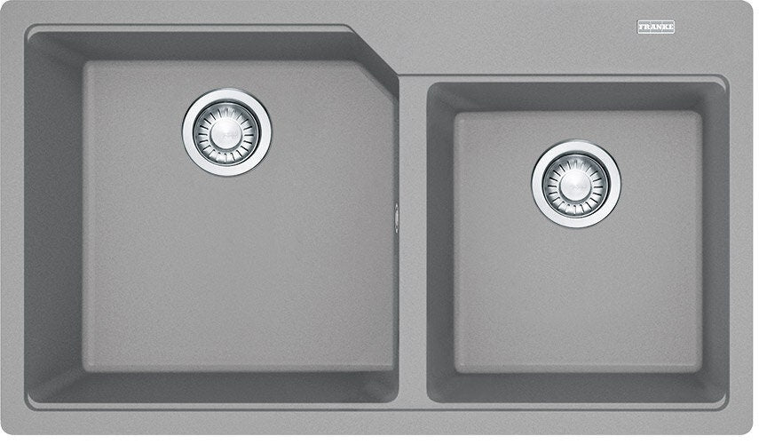 Franke Fragranite Double Bowl Topmount Sink - Stone Grey, 42L and 27L Bowls, No Drainer - UBG620-86SG