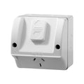 DETA Single Outlet Outdoor Powerpoint, 250V 15A, White Polycarbonate, IP54