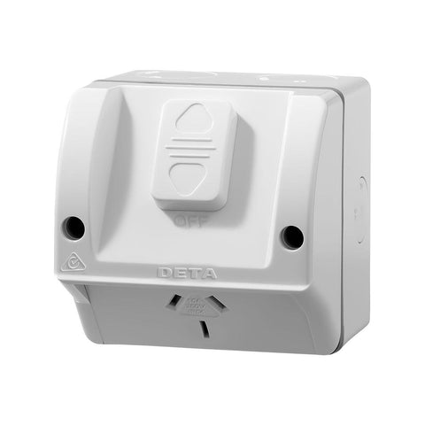 Deta 240V 15 Amp Outdoor Powerpoint - Weatherproof - Polycarbonate - IP54 - SuperSaverAU - view 1