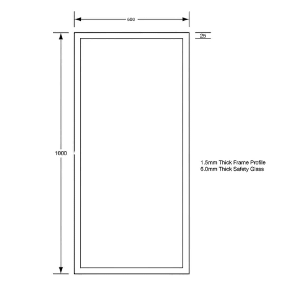Metlam 600mm Stainless Steel Wall Framed Mirror - #304 Satin Stainless Steel Frame, Polished Welds - ML771_6