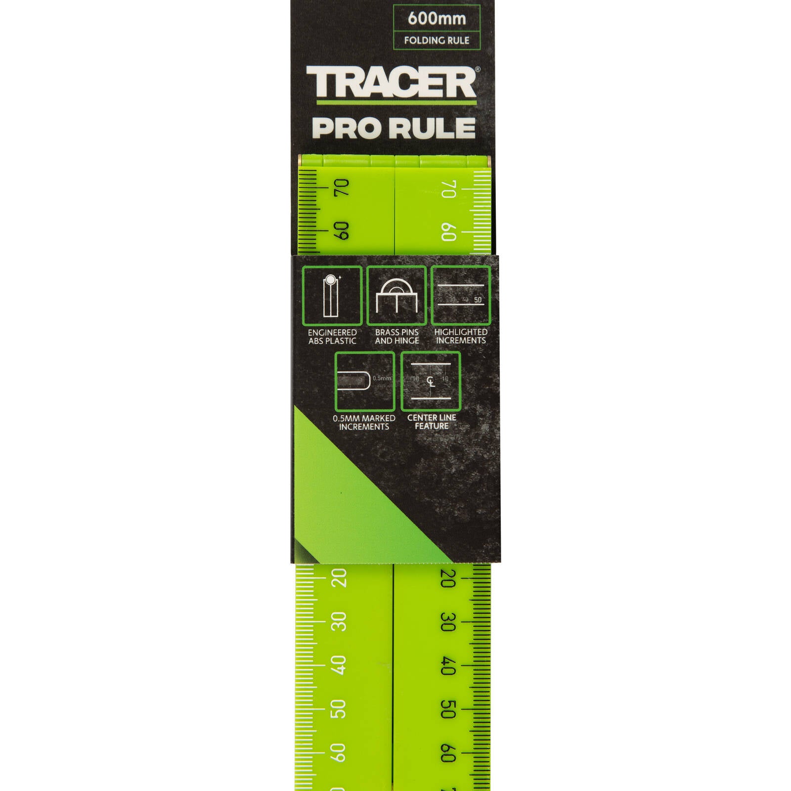 TRACER 600mm Pro Rule with Angle Finder, Easy-Read Increments