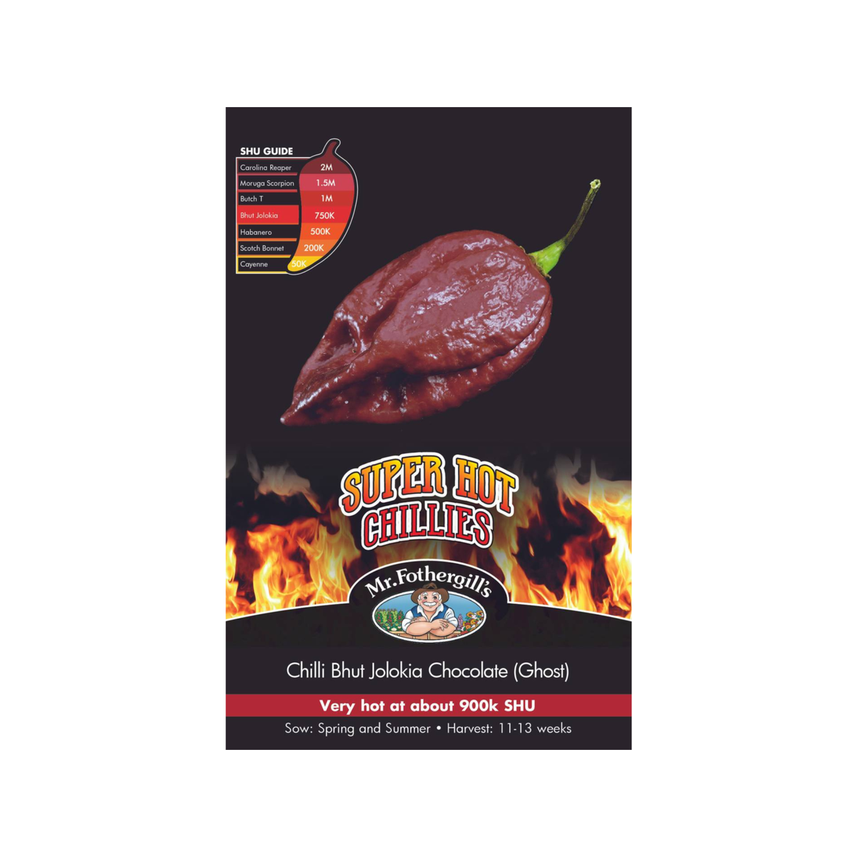 Mr Fothergill S Chilli Bhut Jolokia Chocolate Ghost Seeds - 20 Pack - 900,000 SHU - SuperSaverAU - view 1