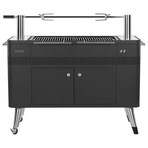 Everdure by Heston Blumenthal Hub Charcoal BBQ with Rotisserie - Black Cabinet, Fast Flame Ignition - HBCE2BB