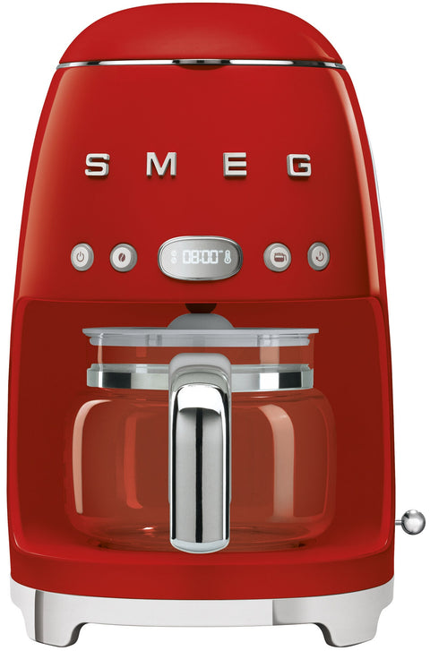 Smeg 50s Retro Style Drip Filter Coffee Machine - Red, 10 Cup, LED Display, Timer - DCF02RDAU