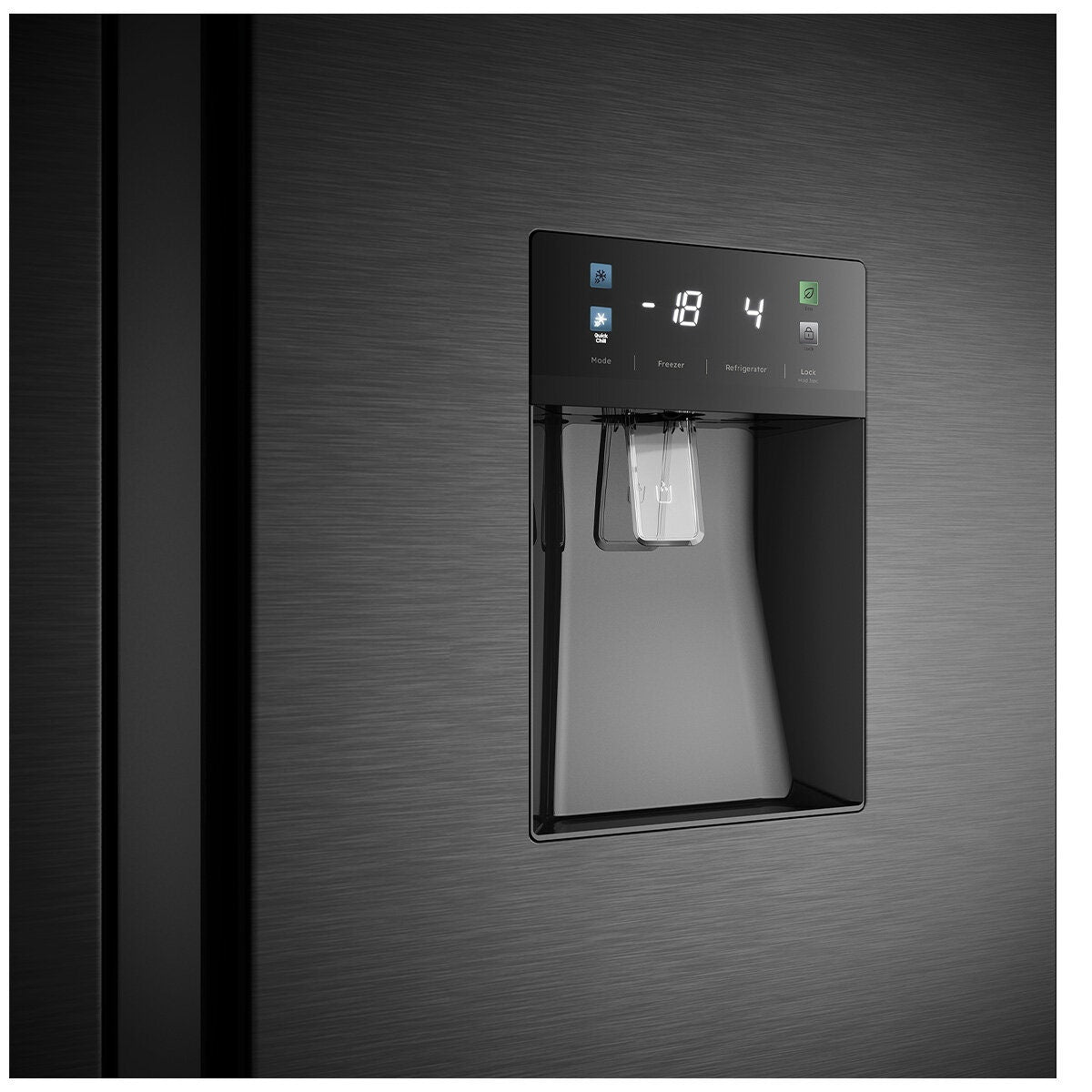 Westinghouse 619L Side by Side Fridge - Matte Black with Non-Plumbed Water Dispenser - WSE6240BB