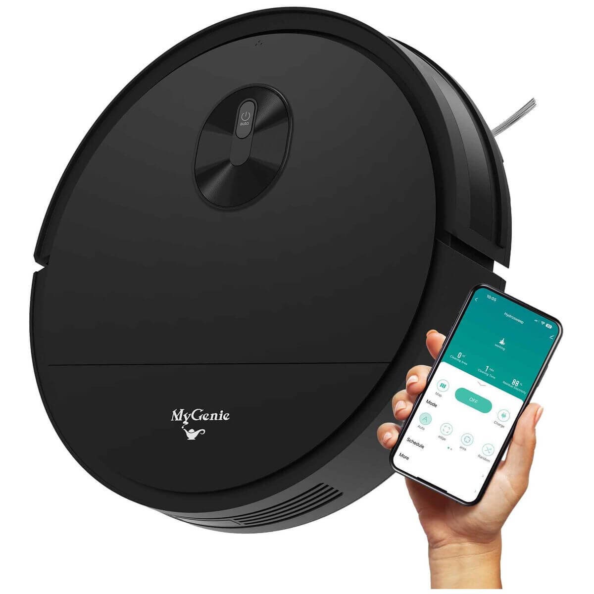 MyGenie Vortex Wet and Dry Robotic Vacuum - Smart App Control - Low Profile Design - Black - 10005836