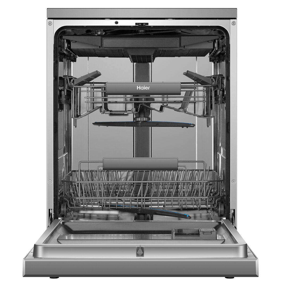 Haier 60cm Freestanding Dishwasher with Steam - 15 Place Settings - Satina - Auto Door Opening - HDW15F3S1