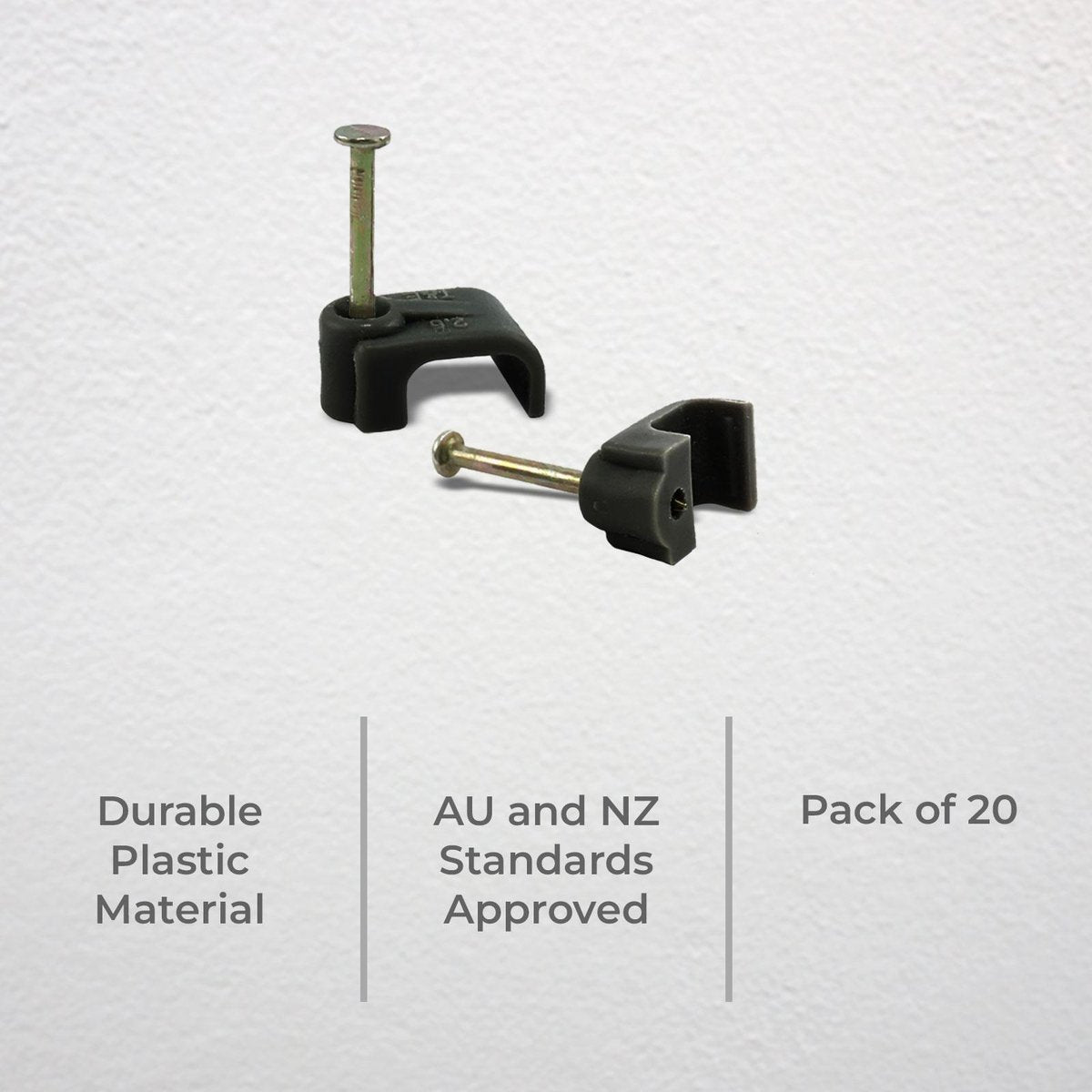 Deta 7mm Black Flat Cable Clips 20 Pack - 7mm - Black - SuperSaverAU - view 2