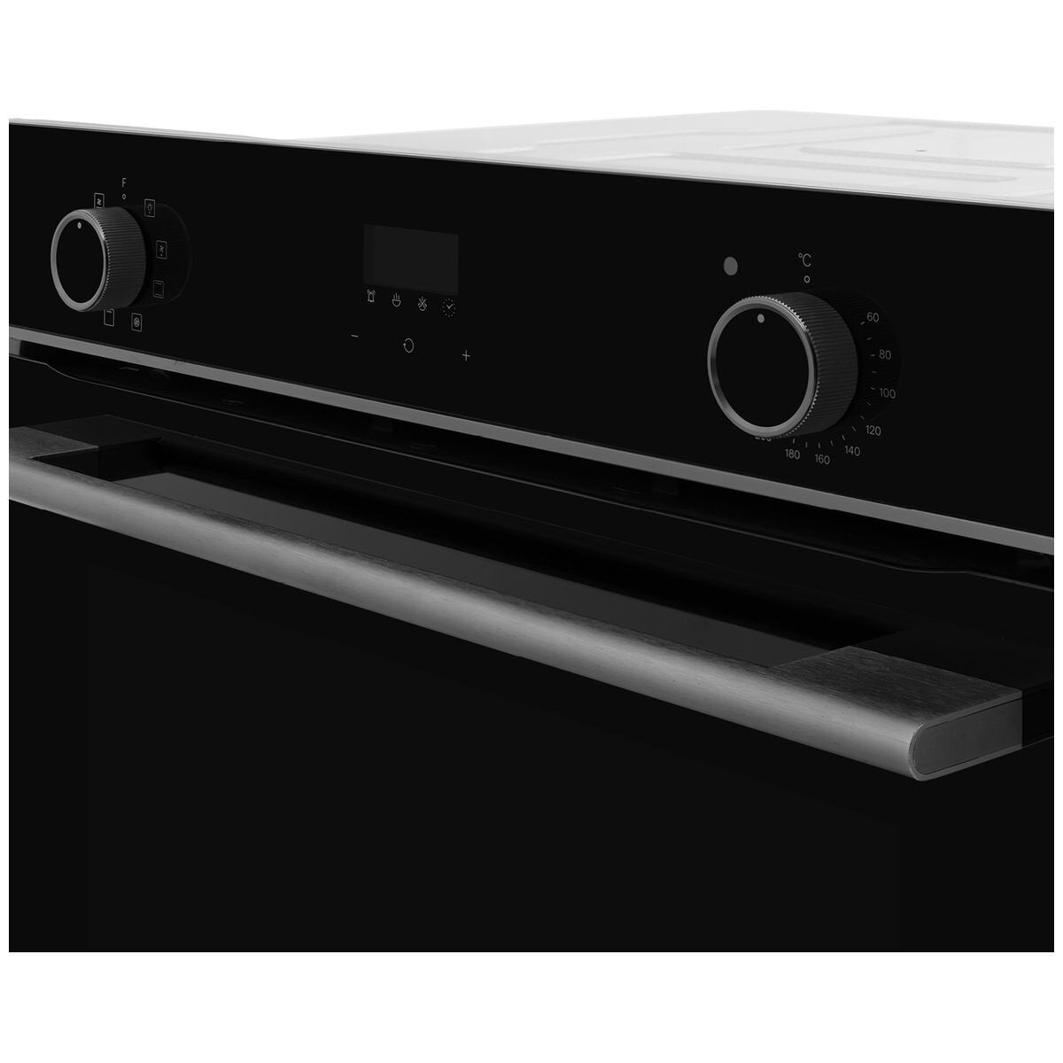 Omega 60cm 8 function built-in electric oven - 85L, black glass with Midnight trim, touch controls - OBO608M