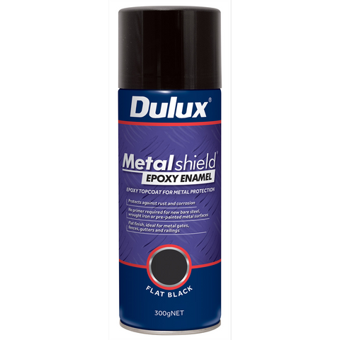 Dulux Metalshield Epoxy Enamel Spray Paint 300g Flat Black Durable Finish - SuperSaverAU - view 1