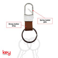 Key Essentials Key Ring and Strap - Metal and Leather - 75mm x 6.6mm x 30mm - Durable and Stylish - SuperSaverAU - view 2