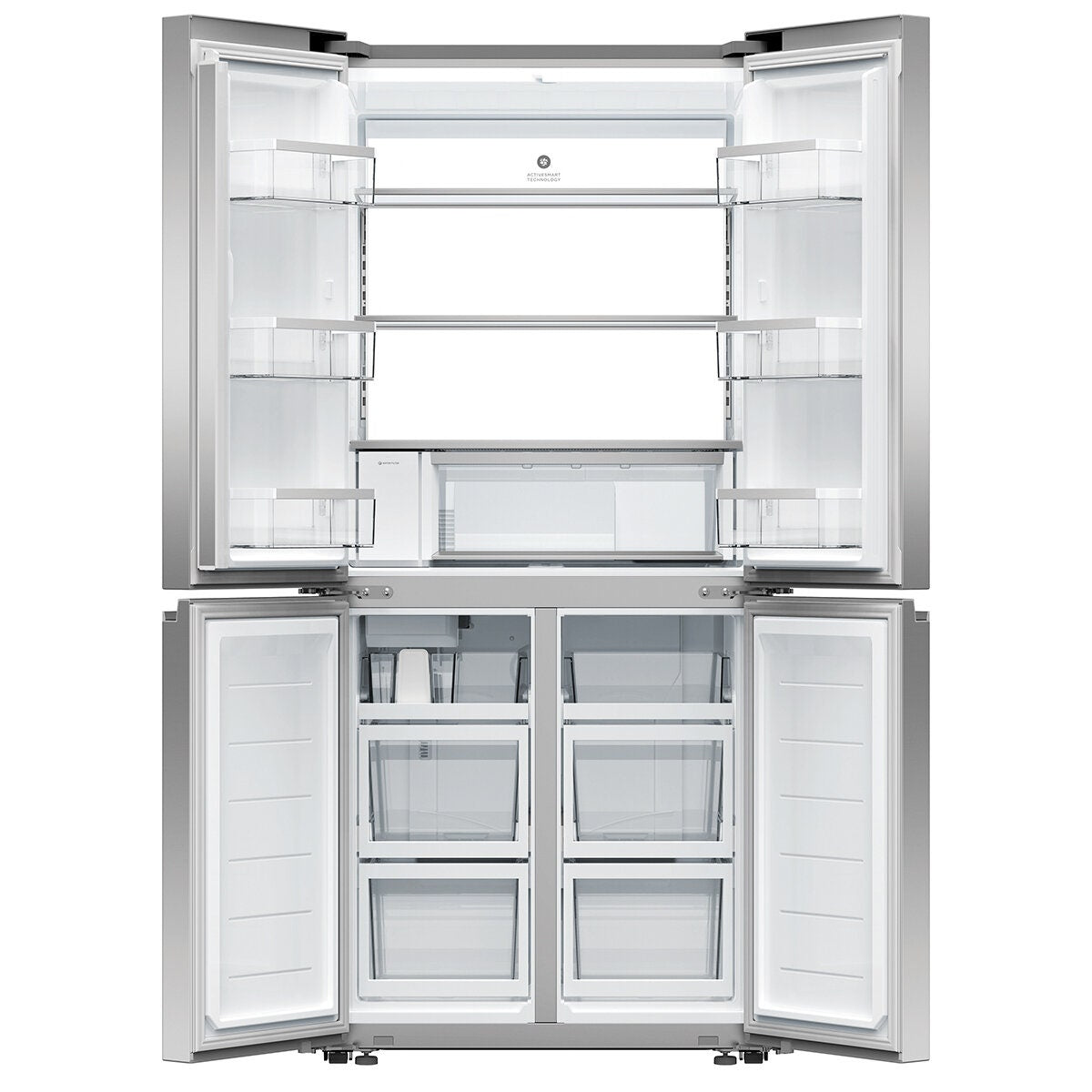 Fisher & Paykel 498L Quad Door Fridge - Stainless Steel, Ice and Water Dispenser - RF500QNUX1