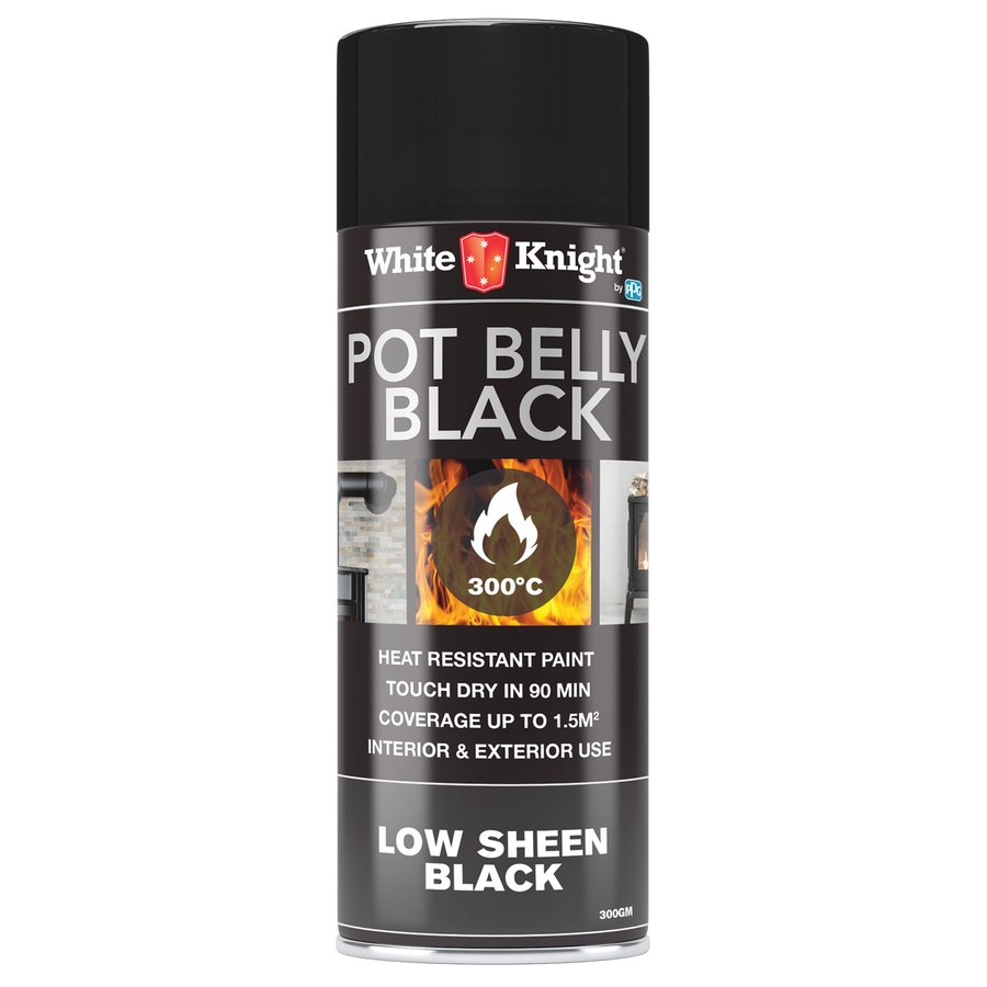 White Knight Hi Temp Spray Paint 300g Black Low Sheen Durable Finish - SuperSaverAU - view 1
