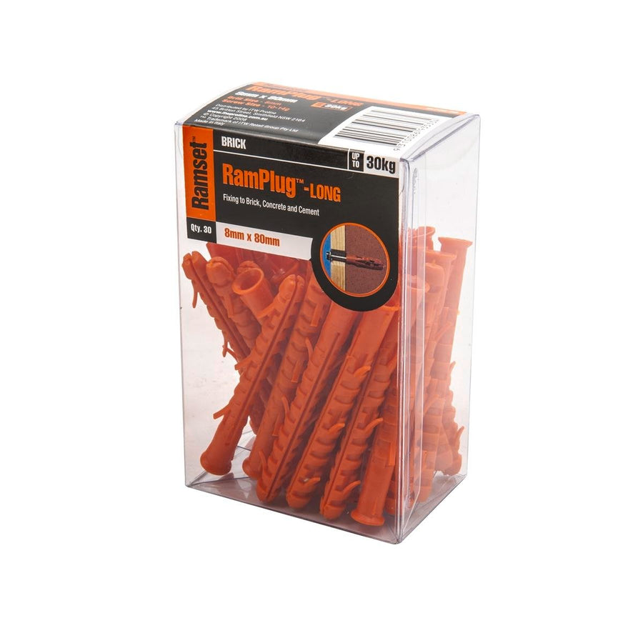 Ramset Long Anchor - 8 x 80mm - Nylon - Anti-Rotation Barbs - 30 Pack - SuperSaverAU - view 1