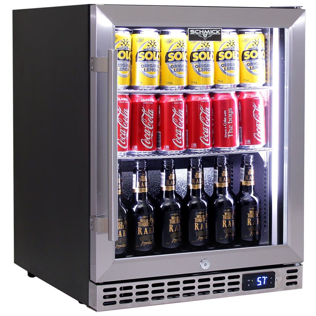 Schmick 89L bar fridge - Stainless steel trim, matte black body, right-hinged - SK86R-HD