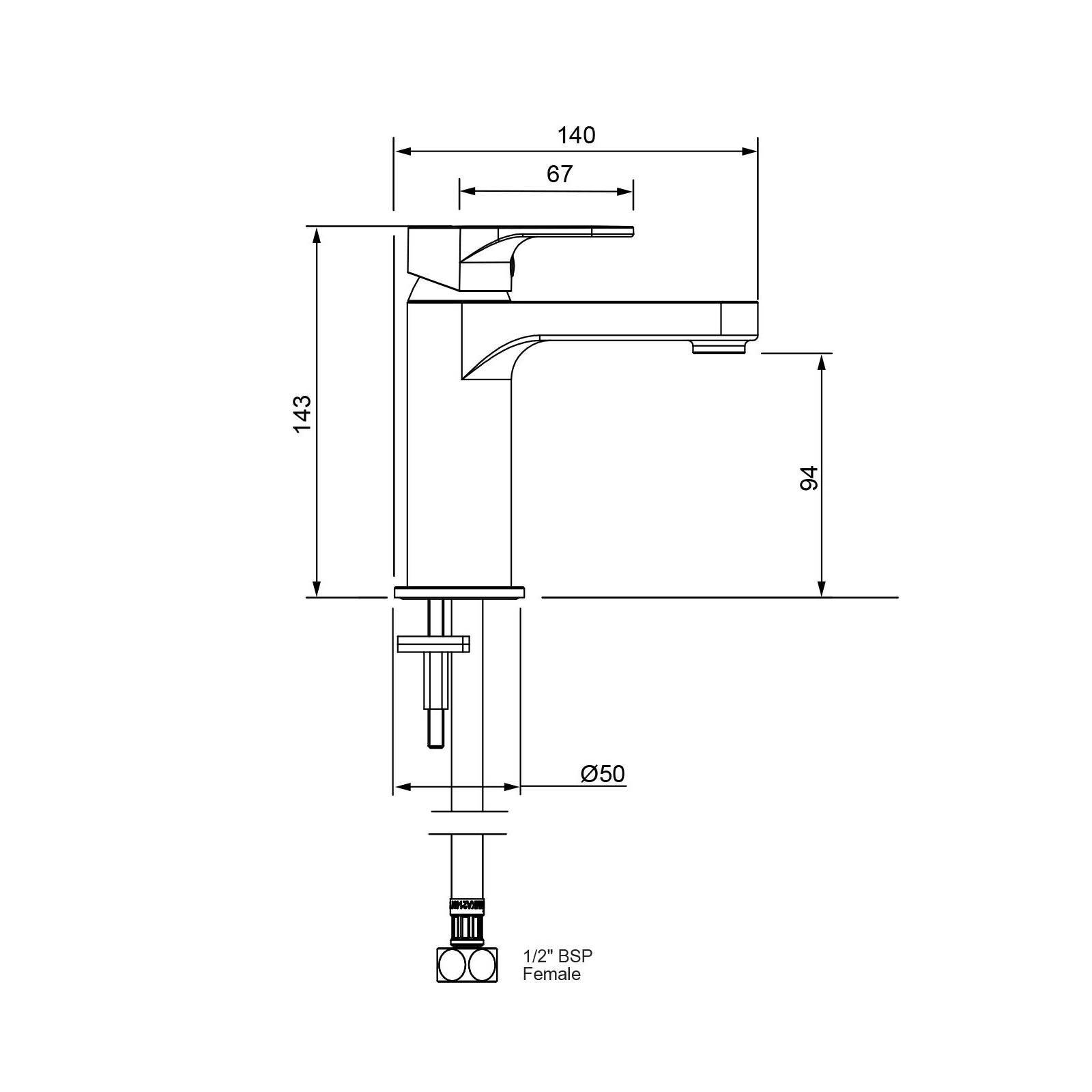 Methven Krome Lead Free Basin Mixer Chrome, 6L/min 5 Star, 140mm Cast Spout Hob Mount