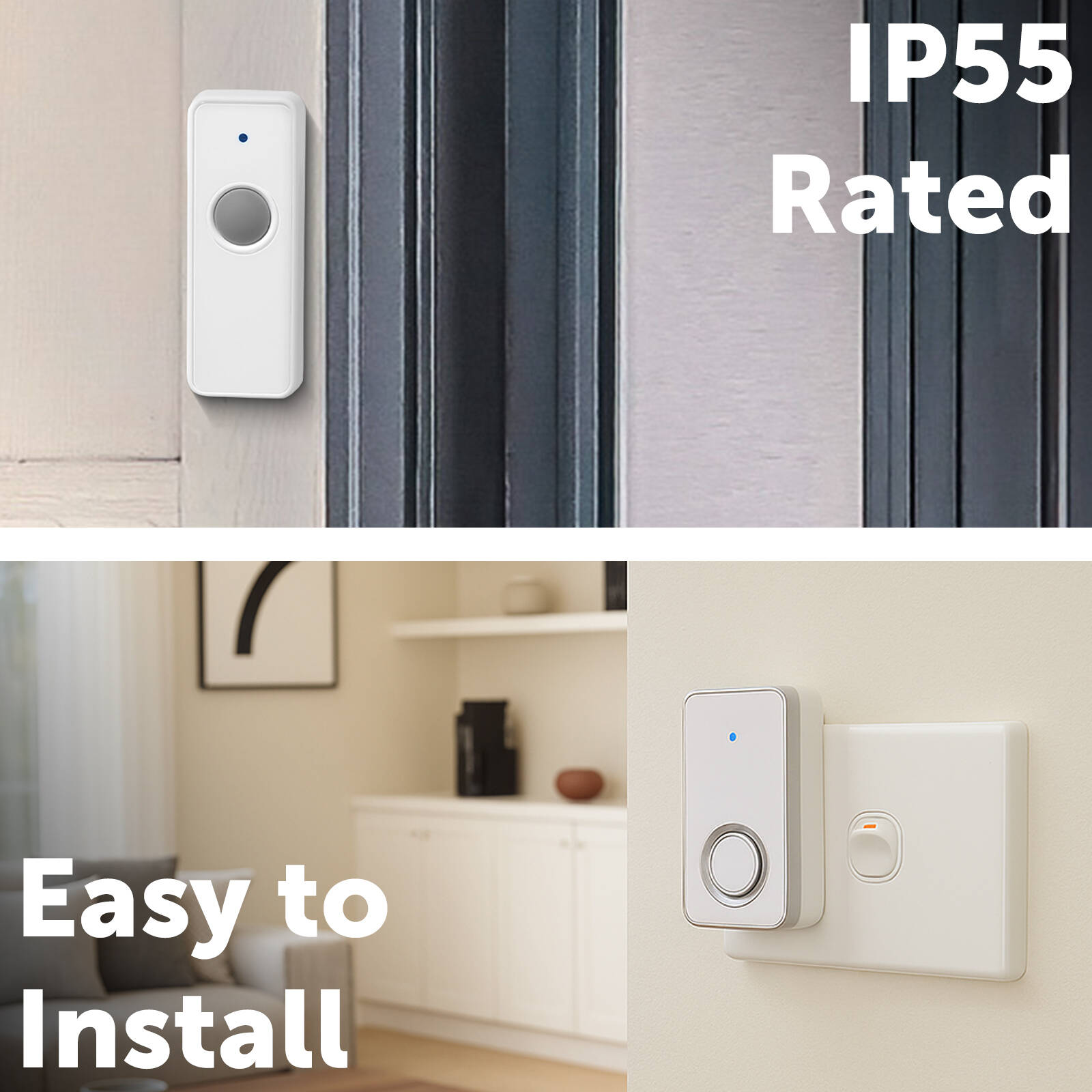 Arlec 80m Plug In Wireless Door Chime White 38 Sounds - 2 Pack