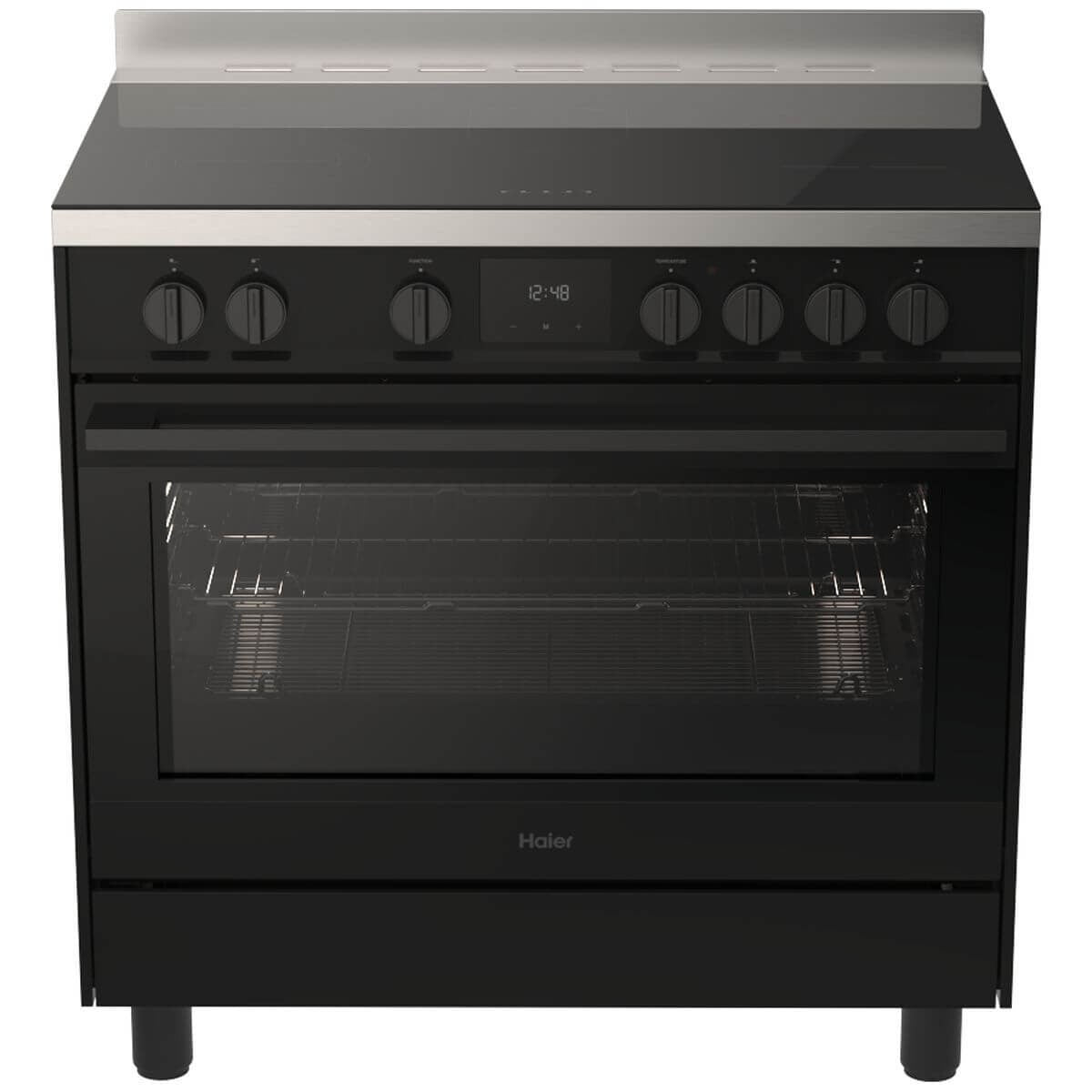 Haier 90cm 300 Series Electric Oven - Black, Ceramic Cooktop, Eight Functions - HOR90S8CEBX2