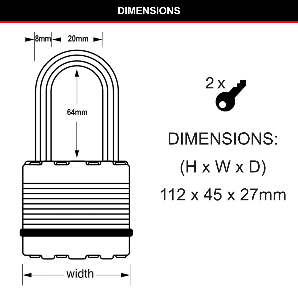 Master Lock Magnum Padlock 45mm with 64mm Shackle - 2 Pack - SuperSaverAU - view 5