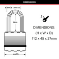 Master Lock 45mm Magnum Laminated Steel Padlock, 64mm Extra Long Shackle - 2 Pack