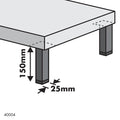 Adoored 150 x 25 x 25mm Black Steel Square Tube Furniture Leg