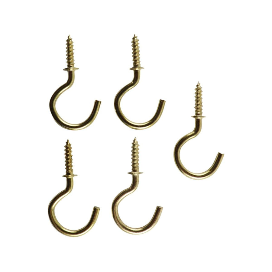 Everhang Cup Hooks - 15mm - Brass Plated - 5 Pack - SuperSaverAU - view 1