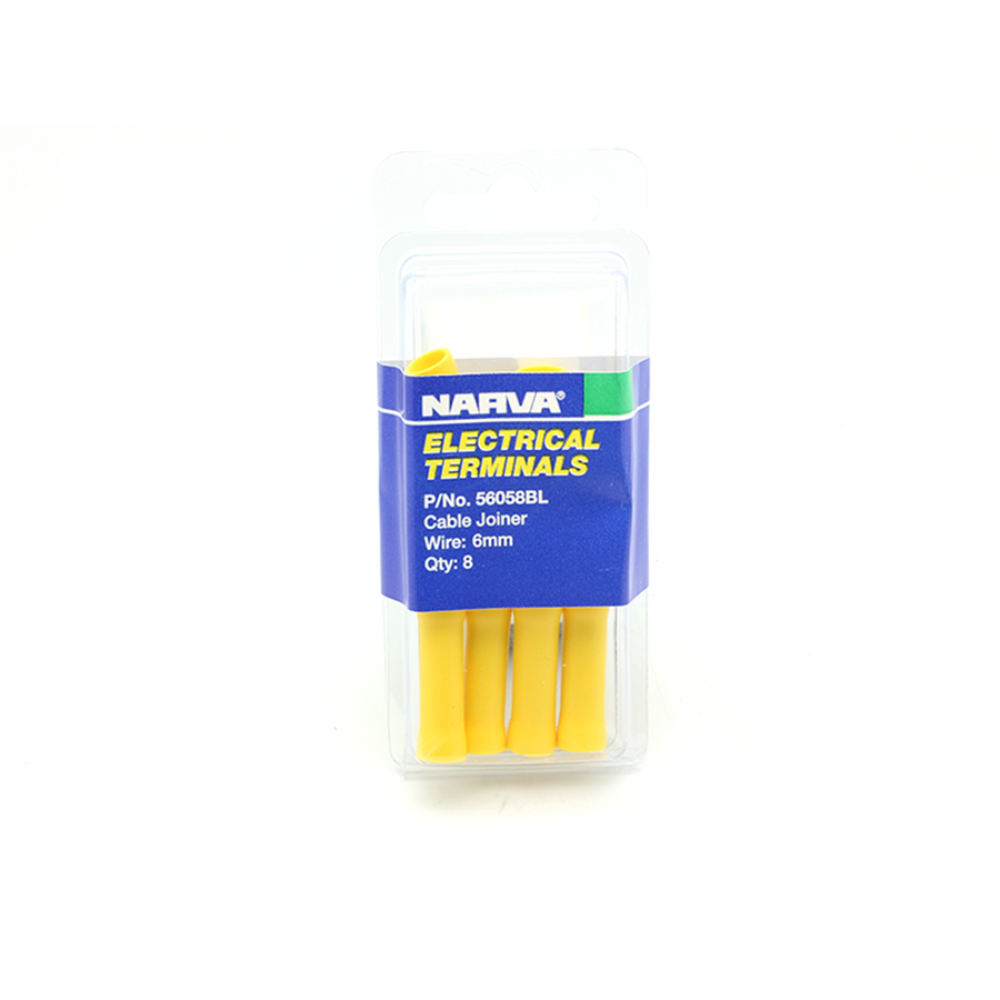 Narva Cable Joiner Butt Splice 5-6mm Yellow Vinyl 8 Pack - SuperSaverAU - view 1
