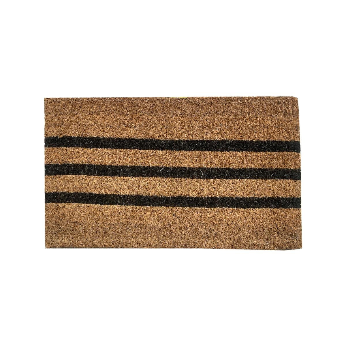 Bayliss Black Vector Stripe Mat - 45 x 75cm - Durable Coconut Fibre - Outdoor Use - SuperSaverAU - view 1