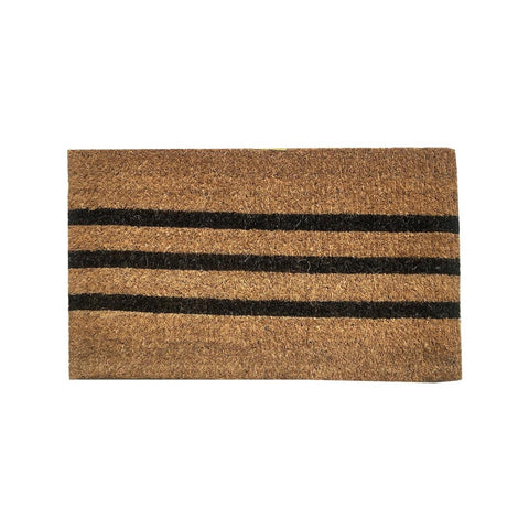 Bayliss Black Vector Stripe Mat - 45 x 75cm - Durable Coconut Fibre - Outdoor Use - SuperSaverAU - view 1