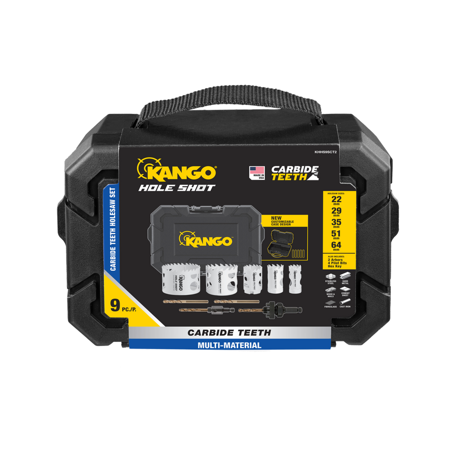 Kango Hole Shot 9 Piece Carbide Teeth Hole Saw Set - 228mm x 238mm - Durable Cutting Tools - SuperSaverAU - view 1