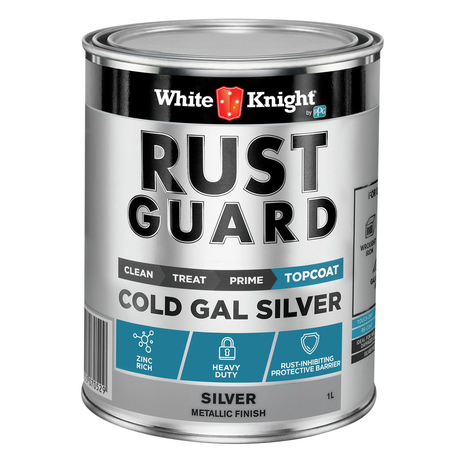 White Knight Rust Guard 1L Silver Cold Gal Solvent Primer Paint