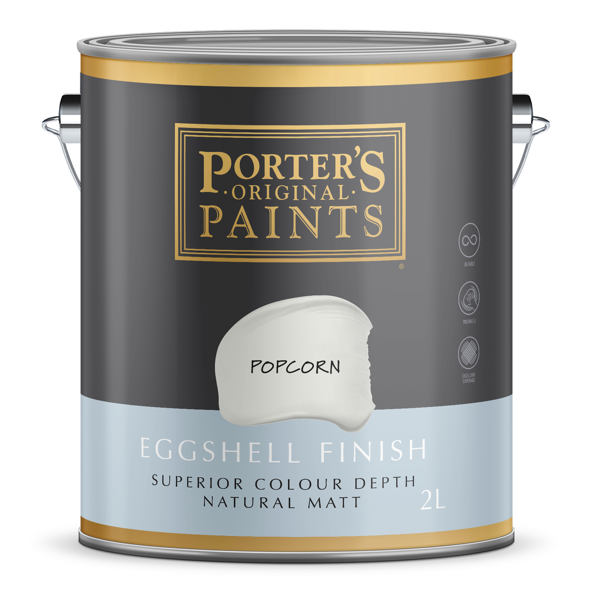 Porter S Washable Paint - 2L - Eggshell Finish - Popcorn Colour - 3kg - SuperSaverAU - view 1