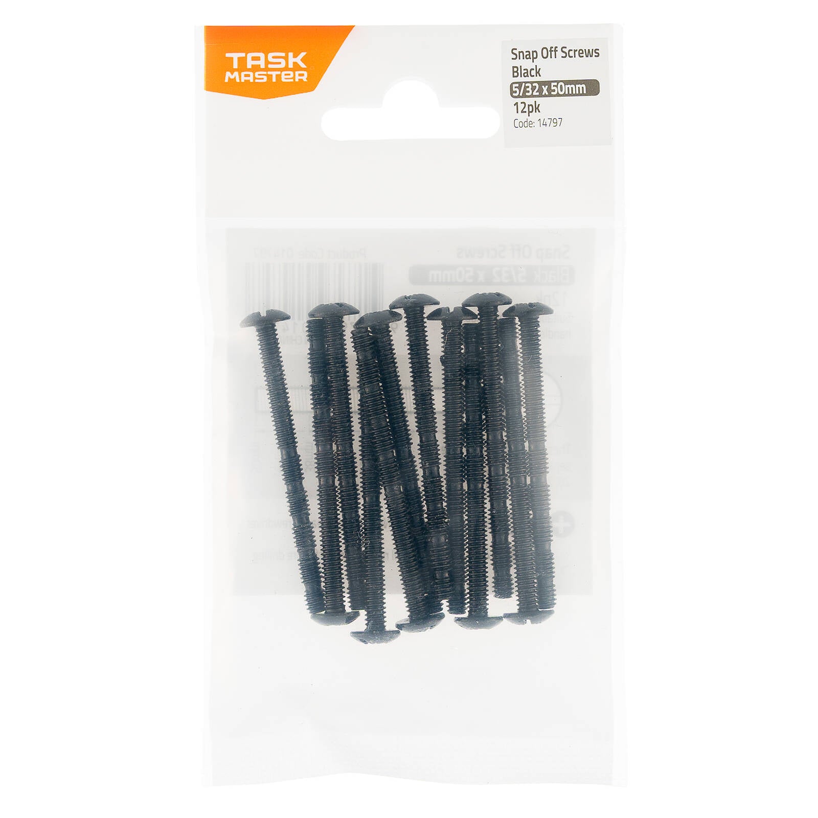 Taskmaster 5/32 x 50mm Black Zinc Snap Off Screw 12 Pack
