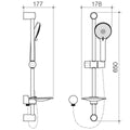 Flexispray Chrome Bermuda Rail Shower - 3 Function - 650mm - Adjustable - SuperSaverAU - view 2