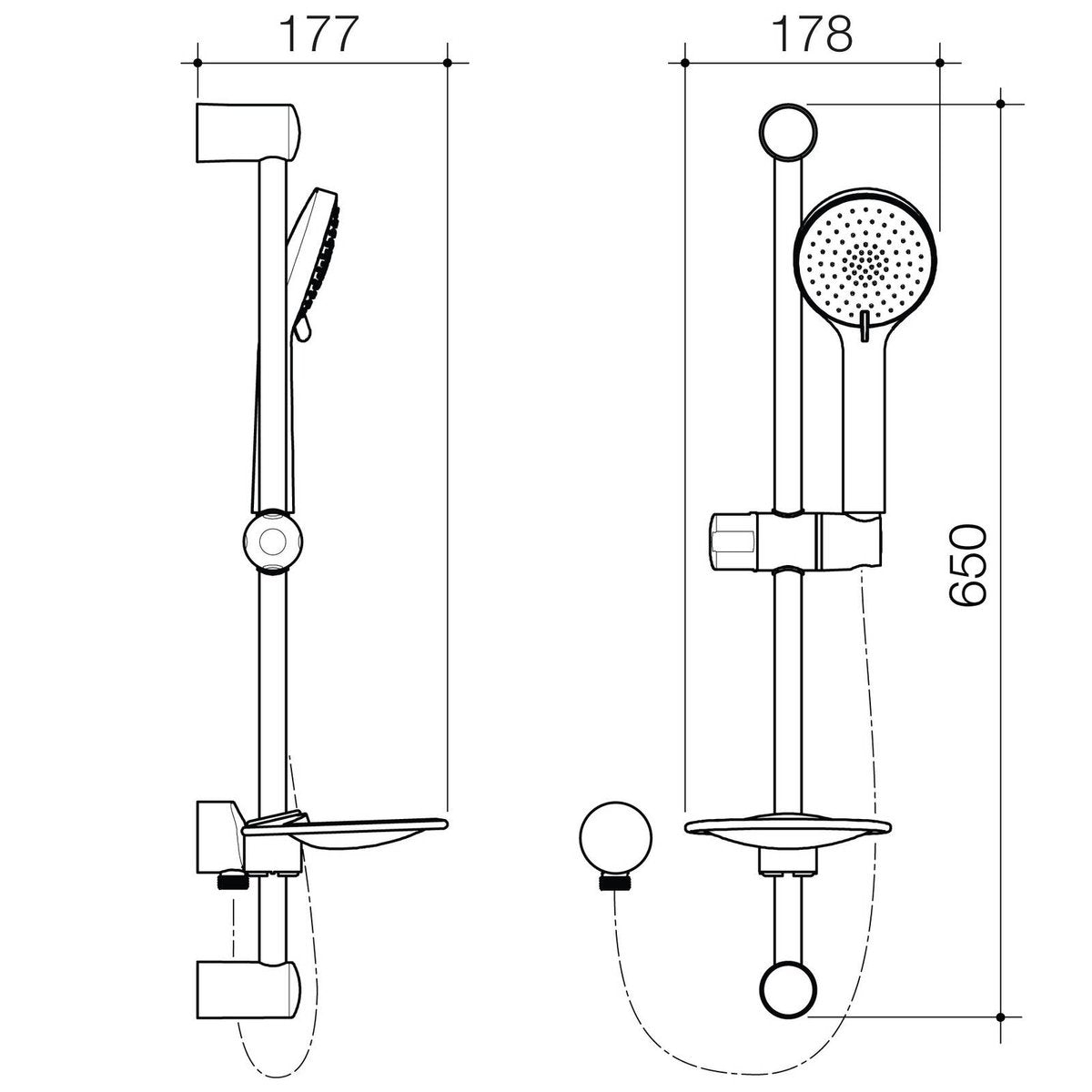 Flexispray Chrome Bermuda Rail Shower - 3 Function - 650mm - Adjustable - SuperSaverAU - view 2