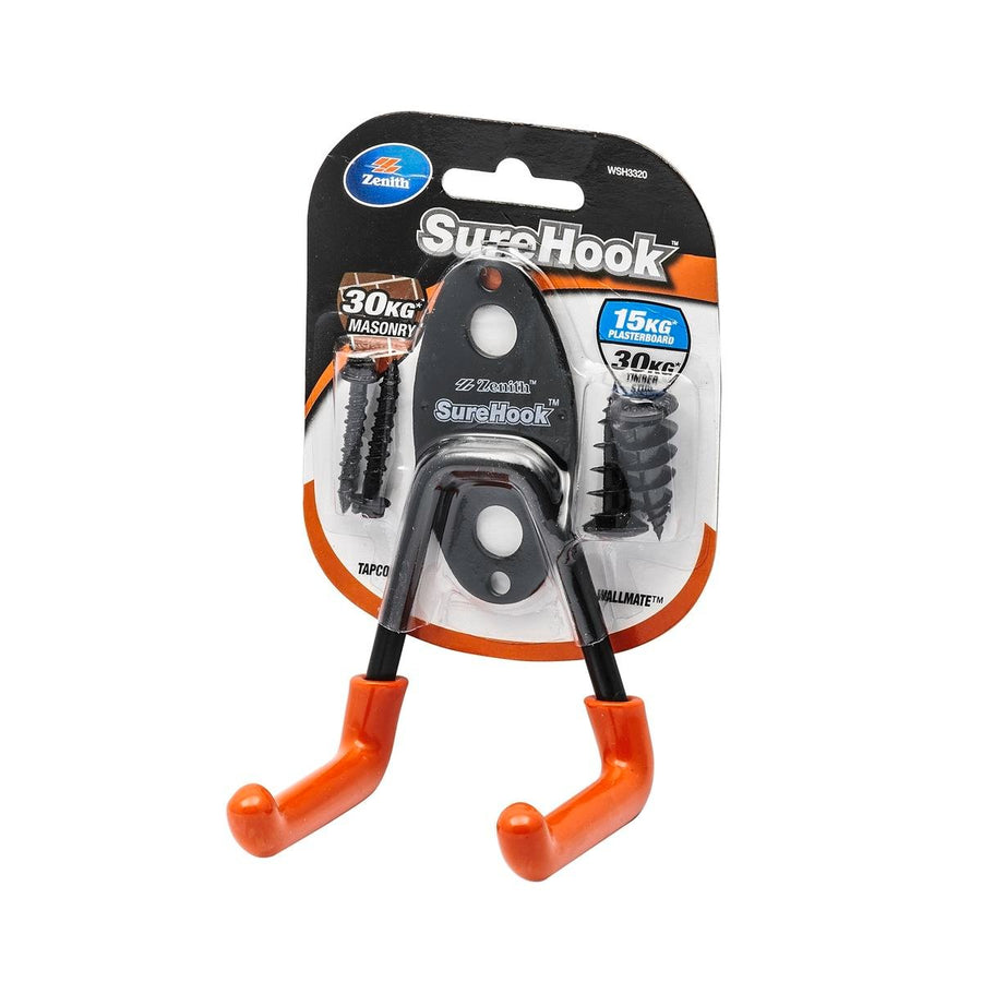 Zenith 15kg Black Surehook Small Garage U Hook - Carbon Steel - Durable - SuperSaverAU - view 1