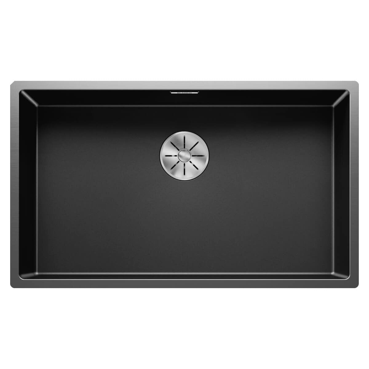 Blanco Claron Single Bowl Sink - Dark Steel Finish, Top or Flush Mount, 10mm Radius - 528004