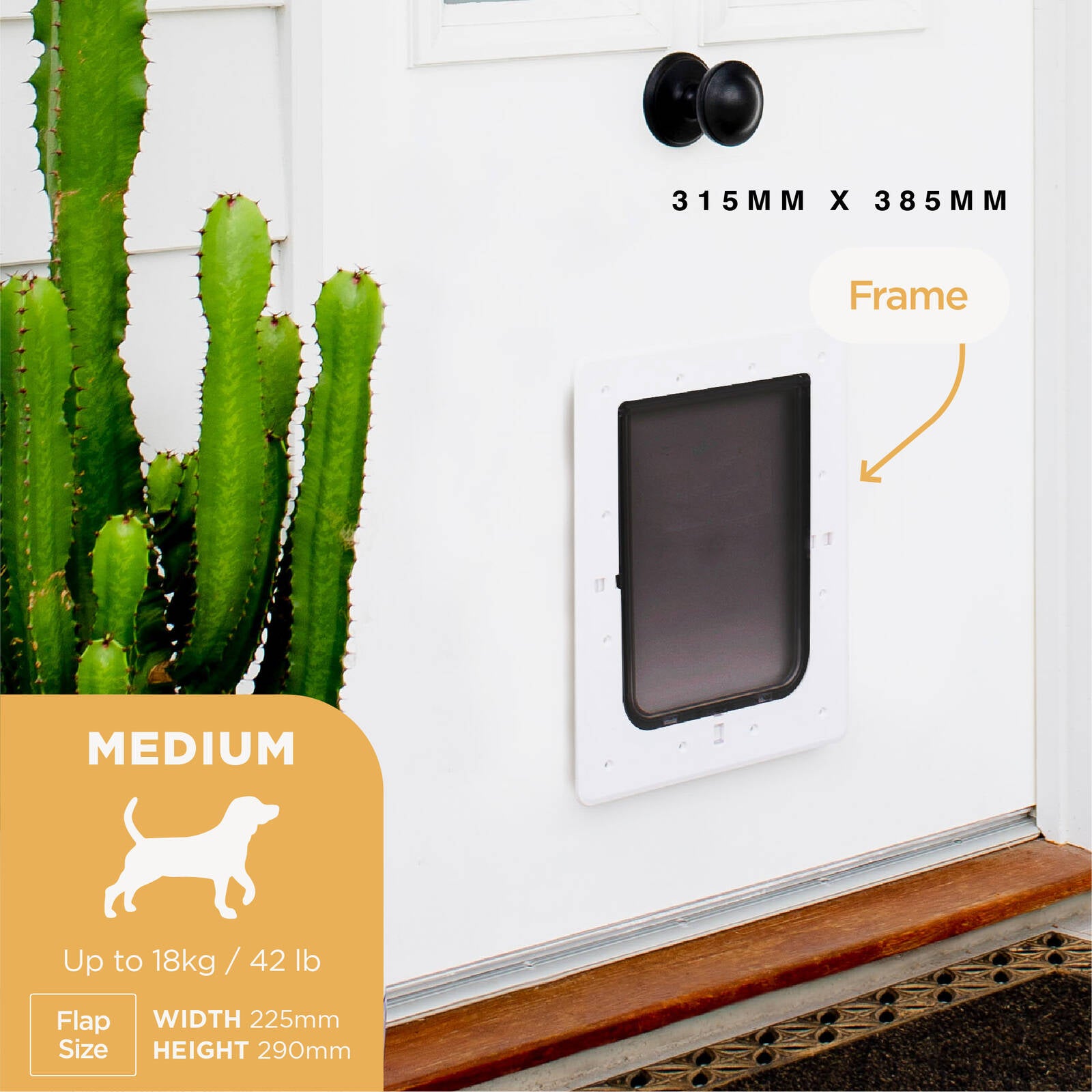 Hakuna Pets Medium White Super Tough Pet Door, Lockable, 18kg Max Pet
